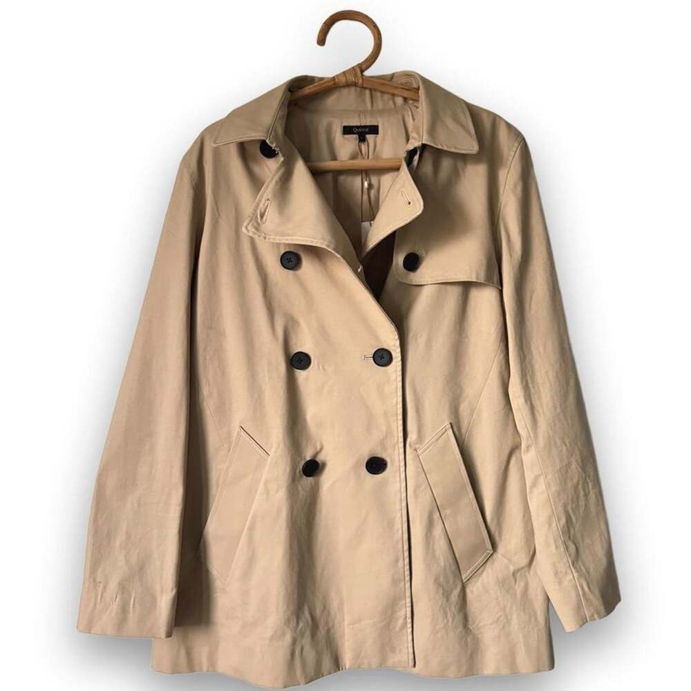 NWT Quince Comfort Stretch Crop Oversized Short Trench Coat Large $90 Capsule